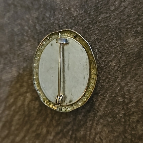 VTG Mystical 1950s Atomic Blue Glass Star Cabochon Brooch - Picture 5 of 6